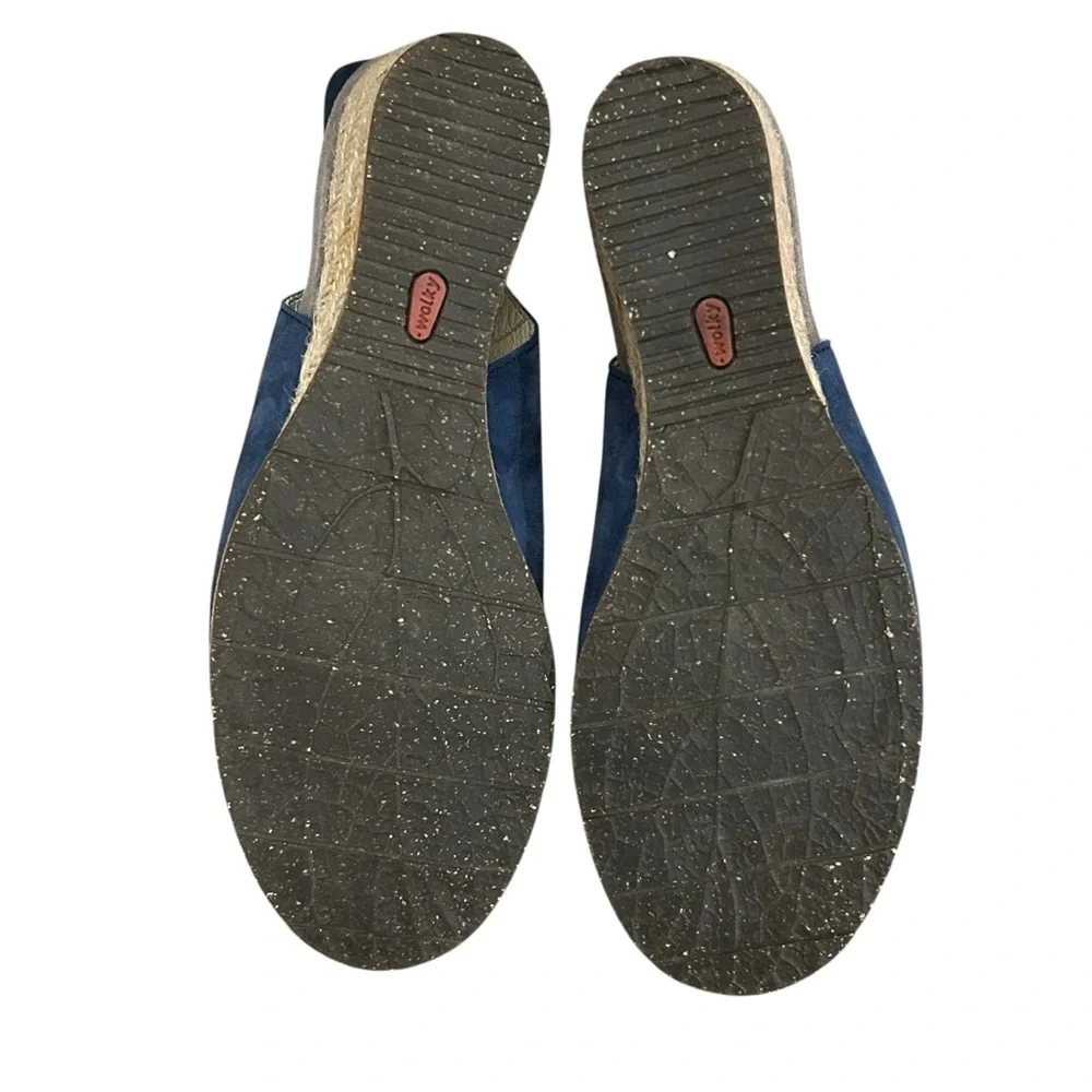 Wolky Blue Suede Peep‎ Toe Wedge Slingback Sandals Size 40 Comfort Shoes